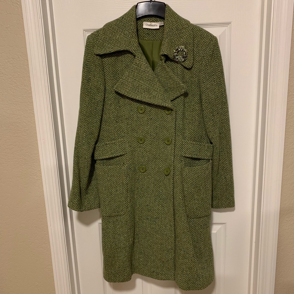 Chadwick's Green Lined Coat - Sz 12